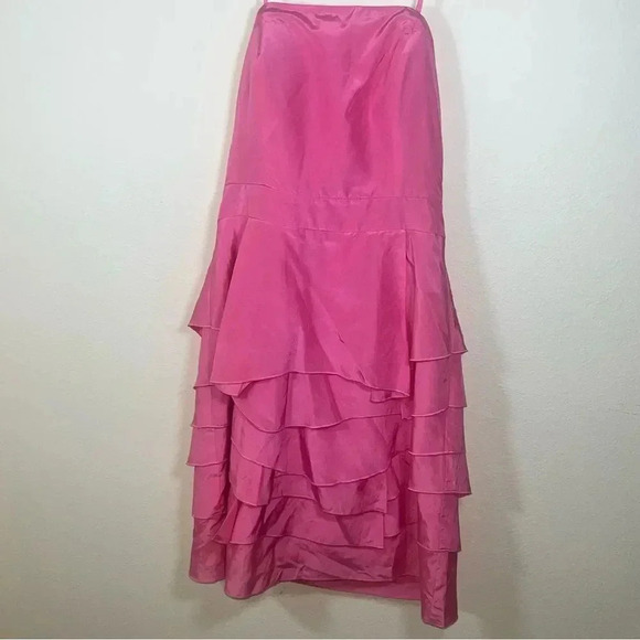 Antonio Melani Pink Silk Strapless Dress with Ruffled Bottom Sz 4 - Picture 3 of 12